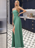 Harriet A-Line Square Floor-Length Chiffon Prom Dresses UKP0017233