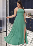 Harriet A-Line Square Floor-Length Chiffon Prom Dresses UKP0017233