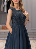 Pat Ball-Gown/Princess Scoop Floor-Length Satin Prom Dresses With Beading Sequins Bow(s) UKP0017235