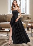 Jakayla A-line Square Floor-Length Satin Prom Dresses UKP0017240