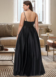 Jakayla A-line Square Floor-Length Satin Prom Dresses UKP0017240