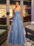 Keyla Ball-Gown/Princess Square Floor-Length Tulle Prom Dresses With Sequins UKP0017242