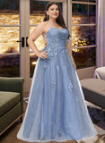 Keyla Ball-Gown/Princess Square Floor-Length Tulle Prom Dresses With Sequins UKP0017242