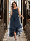 Shayna Ball-Gown/Princess Scoop Asymmetrical Lace Prom Dresses With Sequins UKP0017245