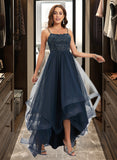 Shayna Ball-Gown/Princess Scoop Asymmetrical Lace Prom Dresses With Sequins UKP0017245