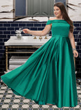 Halle Ball-Gown/Princess Off the Shoulder Floor-Length Satin Prom Dresses UKP0017246