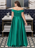 Halle Ball-Gown/Princess Off the Shoulder Floor-Length Satin Prom Dresses UKP0017246