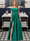 Halle Ball-Gown/Princess Off the Shoulder Floor-Length Satin Prom Dresses UKP0017246