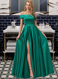 Halle Ball-Gown/Princess Off the Shoulder Floor-Length Satin Prom Dresses UKP0017246