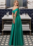 Halle Ball-Gown/Princess Off the Shoulder Floor-Length Satin Prom Dresses UKP0017246