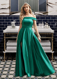 Halle Ball-Gown/Princess Off the Shoulder Floor-Length Satin Prom Dresses UKP0017246