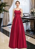 Haley A-line Square Floor-Length Satin Prom Dresses UKP0017251