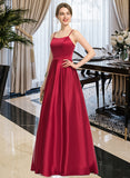 Haley A-line Square Floor-Length Satin Prom Dresses UKP0017251