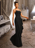 Ursula Sheath/Column Square Floor-Length Stretch Crepe Prom Dresses With Ruffle UKP0017252