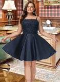 Kassidy A-Line Square Short/Mini Satin Prom Dresses UKP0017253