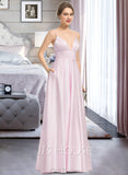 Joselyn A-line V-Neck Floor-Length Satin Prom Dresses UKP0017255