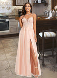 Stephany Ball-Gown/Princess V-neck Floor-Length Tulle Lace Prom Dresses With Beading Sequins UKP0017260