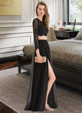 Giselle A-line Scoop Floor-Length Chiffon Lace Prom Dresses UKP0017263