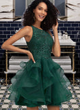 Addyson Ball-Gown/Princess Scoop Short/Mini Tulle Lace Prom Dresses With Sequins UKP0017268