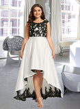 Baylee Ball-Gown/Princess Scoop Asymmetrical Satin Lace Prom Dresses UKP0017269