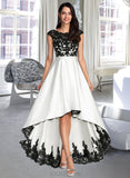 Baylee Ball-Gown/Princess Scoop Asymmetrical Satin Lace Prom Dresses UKP0017269