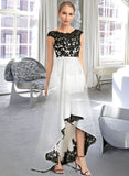 Baylee Ball-Gown/Princess Scoop Asymmetrical Satin Lace Prom Dresses UKP0017269