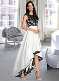 Baylee Ball-Gown/Princess Scoop Asymmetrical Satin Lace Prom Dresses UKP0017269