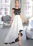 Baylee Ball-Gown/Princess Scoop Asymmetrical Satin Lace Prom Dresses UKP0017269