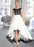 Baylee Ball-Gown/Princess Scoop Asymmetrical Satin Lace Prom Dresses UKP0017269