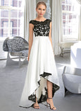 Baylee Ball-Gown/Princess Scoop Asymmetrical Satin Lace Prom Dresses UKP0017269