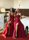 Kaydence A-Line Off-the-Shoulder Sweep Train Chiffon Prom Dresses With Sequins UKP0017272