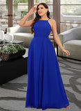 Jazmine A-line Scoop Floor-Length Chiffon Prom Dresses UKP0017274