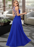 Jazmine A-line Scoop Floor-Length Chiffon Prom Dresses UKP0017274