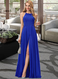 Jazmine A-line Scoop Floor-Length Chiffon Prom Dresses UKP0017274