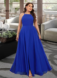 Jazmine A-line Scoop Floor-Length Chiffon Prom Dresses UKP0017274