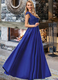 Daphne Ball-Gown/Princess V-Neck Floor-Length Satin Prom Dresses With Sequins UKP0017279