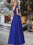 Daphne Ball-Gown/Princess V-Neck Floor-Length Satin Prom Dresses With Sequins UKP0017279