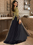 Selena Ball-Gown/Princess V-neck Sweep Train Lace Prom Dresses With Sequins UKP0017280