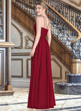 Gertrude A-line Scoop Floor-Length Chiffon Prom Dresses With Ruffle UKP0017284