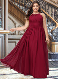 Gertrude A-line Scoop Floor-Length Chiffon Prom Dresses With Ruffle UKP0017284