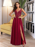 Lilly Ball-Gown/Princess V-neck Floor-Length Tulle Lace Prom Dresses With Sequins UKP0017291