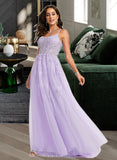 Aisha Ball-Gown/Princess Scoop Sweep Train Tulle Lace Prom Dresses With Sequins UKP0017293