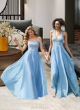 Natalie A-line V-Neck Floor-Length Chiffon Lace Prom Dresses UKP0017295