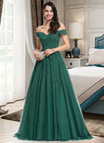 Britney Ball-Gown/Princess V-neck Sweep Train Tulle Prom Dresses UKP0017296