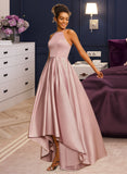 Mckayla A-Line Square Asymmetrical Satin Prom Dresses UKP0017302