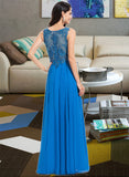 Claudia A-line Scoop Floor-Length Chiffon Prom Dresses With Beading Sequins UKP0017303