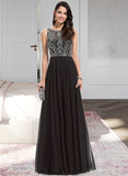 Sheila A-line Scoop Floor-Length Chiffon Prom Dresses With Beading Sequins UKP0017304