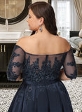 Jaylene A-Line Off-the-Shoulder Asymmetrical Satin Lace Prom Dresses UKP0017312