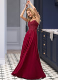 Olivia A-Line Sweetheart Floor-Length Chiffon Prom Dresses With Beading Sequins UKP0017319