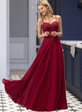 Olivia A-Line Sweetheart Floor-Length Chiffon Prom Dresses With Beading Sequins UKP0017319